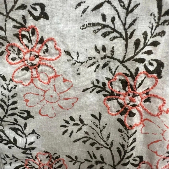 Anthropologie Enchanted Oversized Cotton Cream Floral Button Up Shirt size M/L - Picture 5 of 11